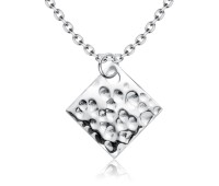 Square Flat Stencil Shaped Silver Necklace SPE-5263